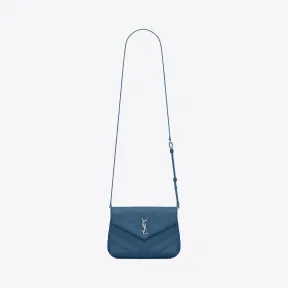 伊夫圣罗兰/Yves Saint laurent LOULOU toy bag in shiny denim blue leat