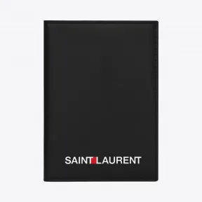 伊夫圣罗兰/Yves Saint laurent SAINT LAURENT黑色真皮印花护照包 469305D5J1E1070