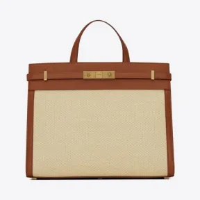 伊夫圣罗兰/Yves Saint laurent manhattan小号 仿拉菲草和光滑皮革购物包 56870224Z1W9767