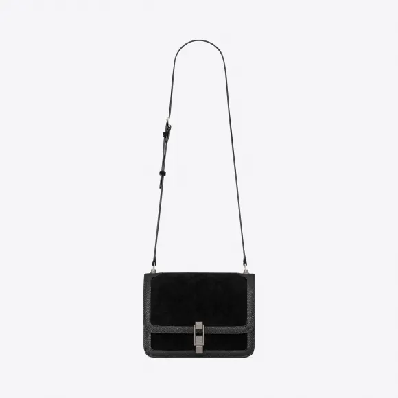 伊夫圣罗兰/Yves Saint laurent 女士 CARRE麂皮和漆面蜥蜴皮肩背包 5850601S72D1000