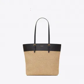 伊夫圣罗兰/Yves Saint laurent 女士 BOUCLE迷你e/w拉菲草和光滑皮革购物包 6090179OB8J2074