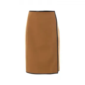 伊夫圣罗兰/Yves Saint laurent 棕色 棕色法兰绒羊毛裹身裙 636752Y3A432605