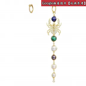 APM 不对称金黄色纯银镶晶石INTEMPOREL耳环配多种宝石 AE11429MY