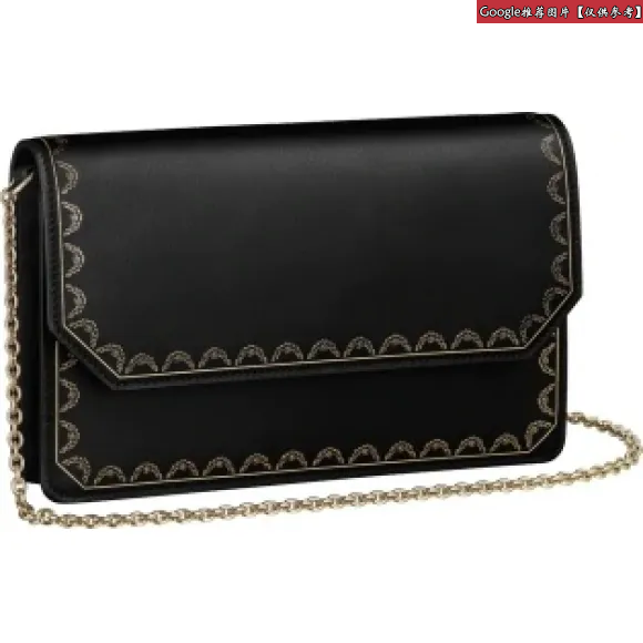 卡地亚/Cartier CRL1002221 - Guirlande de Cartier手拿包 - 黑色小牛皮 镀金装饰