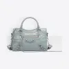 巴黎世家/Balenciaga ‎女士‎ ‎湖水蓝色 ‎ ‎Classic银色迷你都市包 ‎ | Balenciaga 300295-D94JN-4060