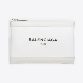 巴黎世家/Balenciaga 小号牛仔布海军蓝色夹提包 - 白色/ 黑色 | 女士Navy 手提包 420406-9DH1N-9090