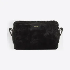 巴黎世家/Balenciaga Bazar毛羊皮肩带手拿包 - 灰色 | 女士BBazar手袋 452460-D7W1N-1110