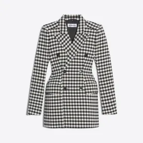 巴黎世家/Balenciaga 白色/黑色 沙漏型双排扣夹克 41858315gi