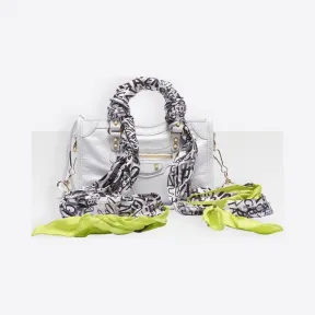 巴黎世家/Balenciaga 白色 灰色 Classic Gold Nano City围巾 45470766jn