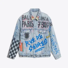 巴黎世家/Balenciaga MEDIUM VINTAGE BLUE 宽松牛仔夹克 54160925hg