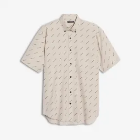 巴黎世家/Balenciaga SAND/BLACK 满饰品牌标识的标准版型衬衫 38825598eu