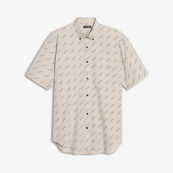 巴黎世家/Balenciaga SAND/BLACK 满饰品牌标识的标准版型衬衫 38825598eu