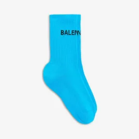 巴黎世家/Balenciaga 女士 BABY BLUE/BLACK 网球袜 | Balenciaga 540615-372B4-4860