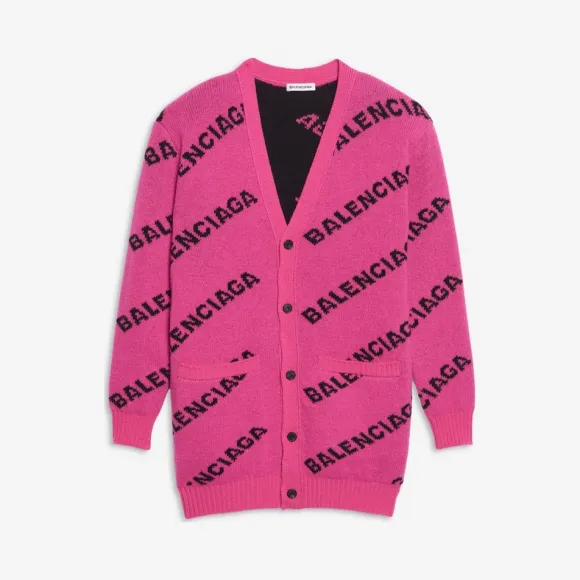 巴黎世家/Balenciaga PINK/BLACK 满饰品牌标识开衫 14003389xu