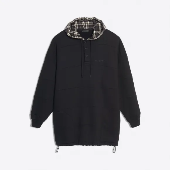 巴黎世家/Balenciaga ‎男士‎ ‎黑色 ‎ ‎拼接连帽卫衣 ‎ | Balenciaga 556137-TDV32-1000