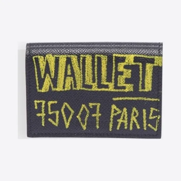 巴黎世家/Balenciaga 黑色/ 黄色 Ville涂鸦迷你款钱包 46666869no