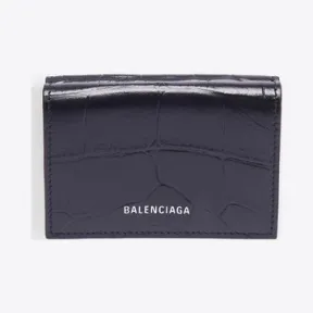 巴黎世家/Balenciaga Black / White Ville鳄鱼纹效果迷你款钱包 46664132gk