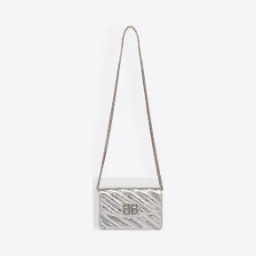 巴黎世家/Balenciaga GRIS ARGENT BB金属光泽链带钱包 45441761ih