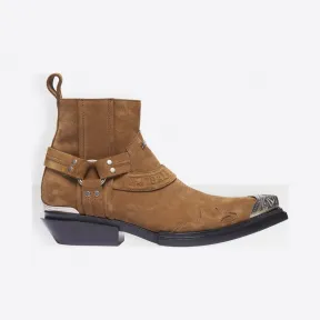 巴黎世家/Balenciaga BLANC / PAILLE Santiag束带短靴 11731429or