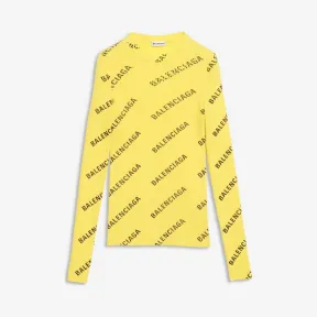 巴黎世家/Balenciaga YELLOW / BLACK 满饰品牌标识圆领毛衣 14003391nw