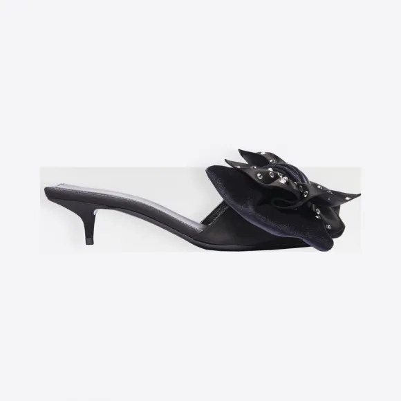 巴黎世家/Balenciaga 黑色/晶透色 Square Knife Bow穆勒鞋 11732121mi