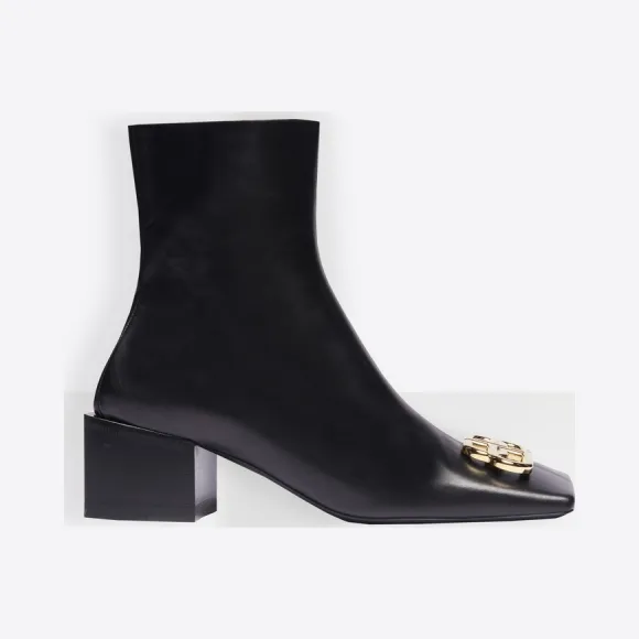 巴黎世家/Balenciaga BLACK / GOLD Double Square BB拉链短靴 11730239qg