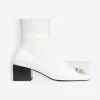 巴黎世家/Balenciaga WHITE / GOLD Double Square BB拉链短靴 11730240tc