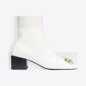 巴黎世家/Balenciaga WHITE / GOLD Double Square BB拉链短靴 11730240tc