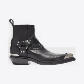 巴黎世家/Balenciaga 银色/ 黑色 Santiag束带长靴 11732128km