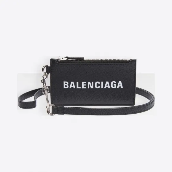 巴黎世家/Balenciaga Black / White Cash钥匙链卡包 51126072mr