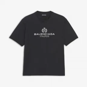 巴黎世家/Balenciaga 黑色 BB Paris标准版型T恤衫 12373284ms