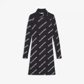 巴黎世家/Balenciaga 白色/黑色 满饰品牌标识迷你连衣裙 49516135dk