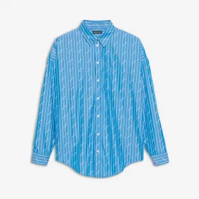 巴黎世家/Balenciaga BLUE/WHITE/WHITE 满饰品牌标识茧型衬衫 38866740om