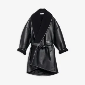 巴黎世家/Balenciaga 黑色 轻薄茧形大衣 41922404ai