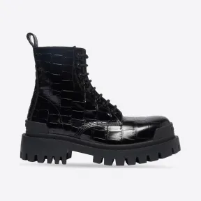 巴黎世家/Balenciaga 女士 Strike 20 毫米黑色系带靴 600970WA9D01000