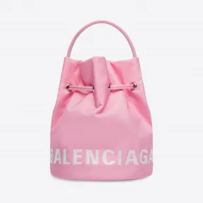 巴黎世家/Balenciaga 女士 WHEEL加小号抽绳水桶包 619458H854N5560