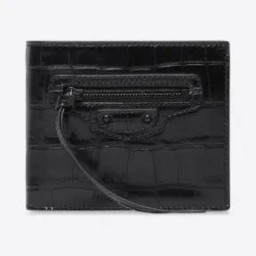 巴黎世家/Balenciaga 男士 Neo Classic 方形折叠黑色零钱包 65087023E771000