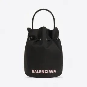 巴黎世家/Balenciaga 女士 WHEEL加小号抽绳水桶包 656682H854N1056