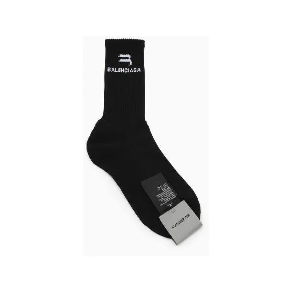 巴黎世家/Balenciaga 黑色 100％纯棉 提花袜 659279472B41077