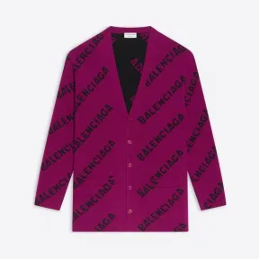 巴黎世家/Balenciaga 女式紫色 Allover Logo 开衫 659676T15675272