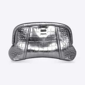 巴黎世家/Balenciaga 女款 Editor Xs 手拿包 银色压纹金属鳄鱼皮 6731202102K8103