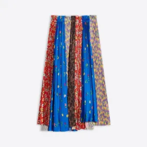 巴黎世家/Balenciaga 女式黄色拼接褶裥半身裙 675502TLL887090