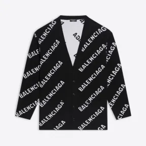 巴黎世家/Balenciaga 男士黑色通体徽标开衫 683351T15671070