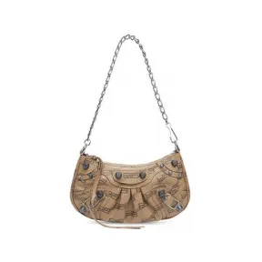 巴黎世家/Balenciaga Women's Le Cagole Mini Bag With Chain Bb Monogram Coated Canvas in Beige 695814210E72762