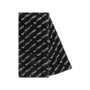 巴黎世家/Balenciaga 黑色和白色迷你Allover Logo 提花人造毛皮披肩 6983134B6B21077