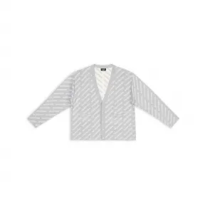 巴黎世家/Balenciaga Men's Mini Allover Logo Cardigan in Grey 699822T32331461