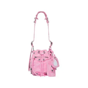 巴黎世家/Balenciaga 女士 Le Cagole Xs 水桶包 Bb Monogram Denim 粉红色 702431210H15812