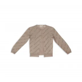巴黎世家/Balenciaga Women's Allover Logo Cropped Cardigan in Beige 706303T32340966