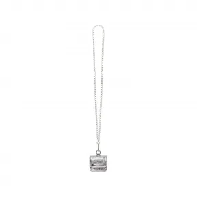 巴黎世家/Balenciaga Women's Le Cagole Flap Earpods With Chain Metallized in Silver 7185450GT3Y8103