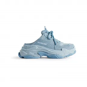 巴黎世家/Balenciaga Triple S蓝色牛仔穆勒鞋 755687W2DEN4000
